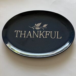 Thankful Platter Thanksgiving Holiday Blue Oval 14” Celebrate It